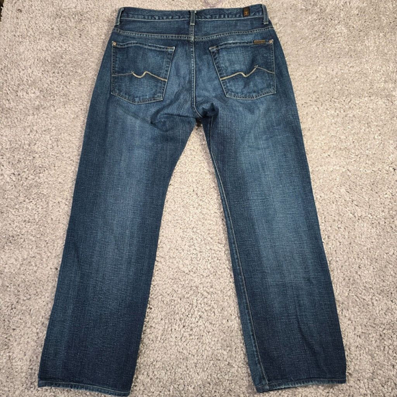 7 For All Mankind Austyn Jeans Mens 33 (Fits 32x28) Blue Straight Medium Wash - Picture 8 of 13